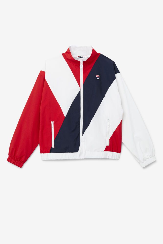 Fila Ishani Windbreaker Jacket Red/White/Navy - Womens - 79042KHDL